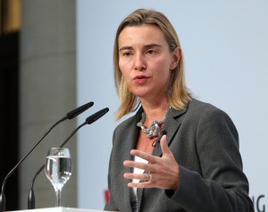 Federica Mogherini at the podium